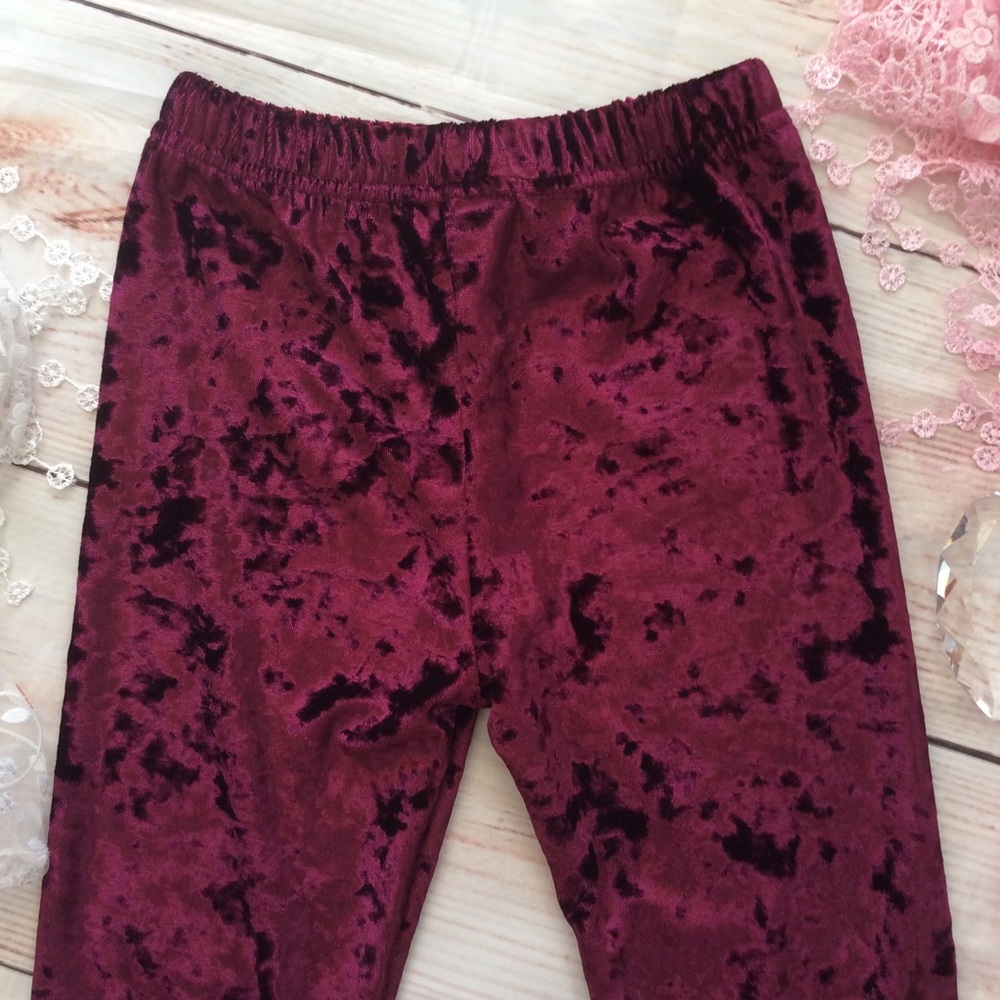 Boutique Girls burgundy velvet ruffle pants - Picture 3 of 3